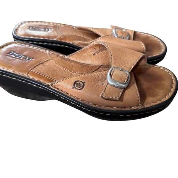 BORN Born Concept Leather Sandals Clogs Open Toe Comfort Shoes Size 7 - Picture 2 of 5